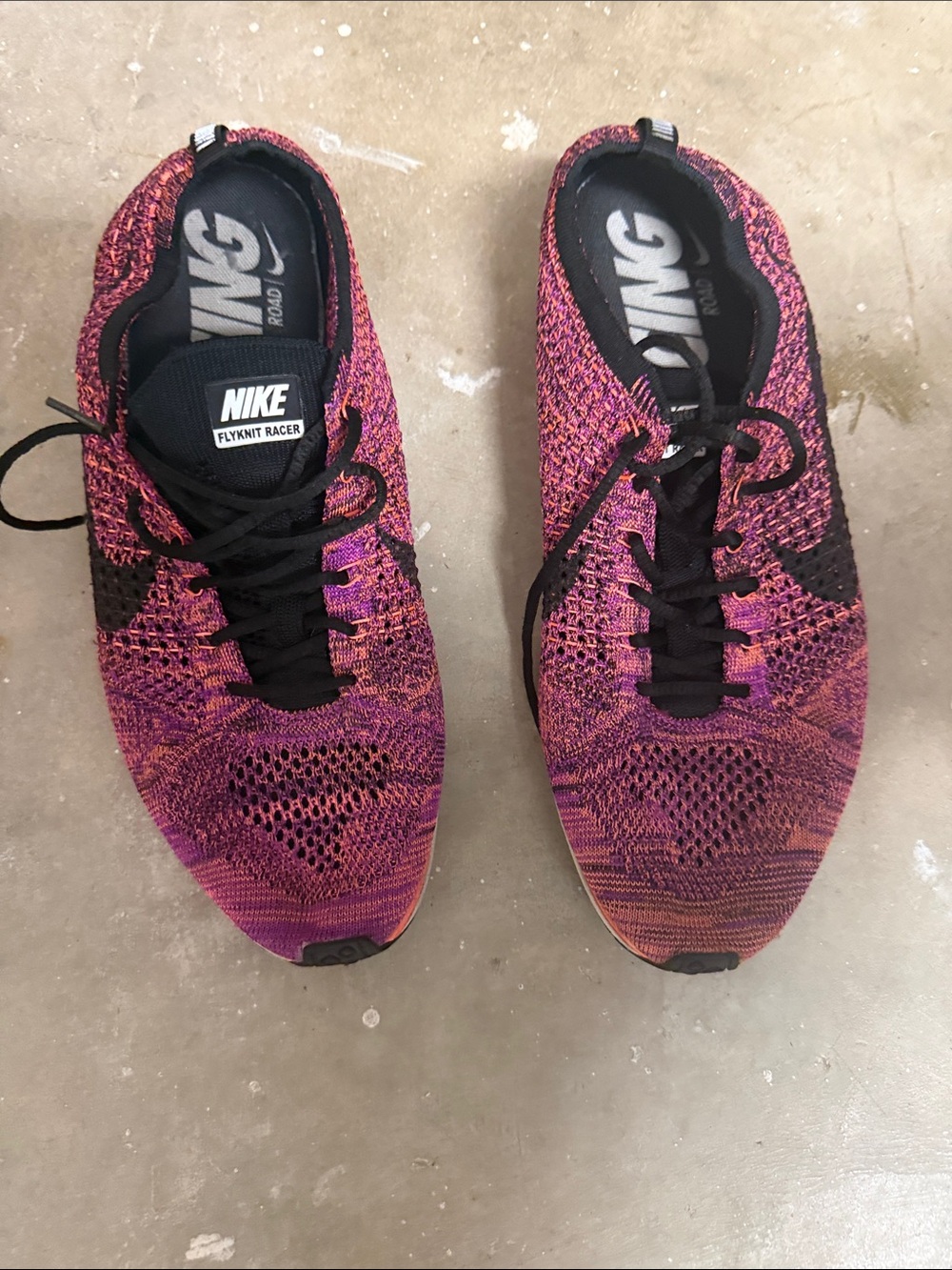 Nike Flyknit Racer Women's Running Shoes - Pink/Purple with Black Accents - Picture 1 of 3